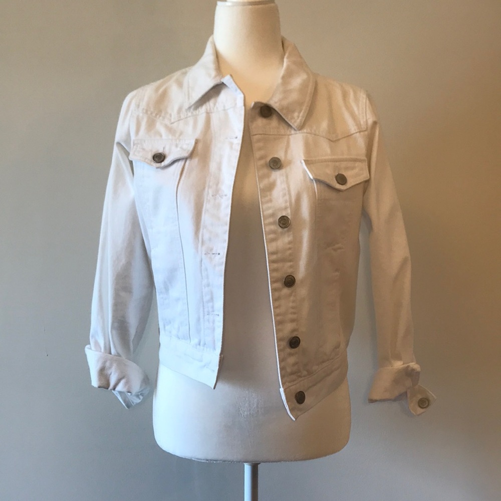 Topshop White Motto Jean Jacket